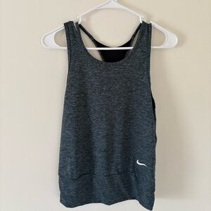Nike Women's Charcoal Heather Dri Fit Racerback Tank Top Small